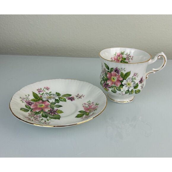 Vintage Paragon Flower Festival Teacup & Saucer Set, Pink Purple Floral, England - Picture 15 of 15